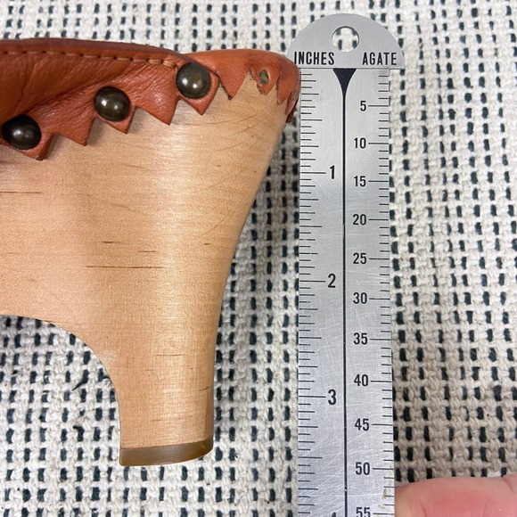 Costume National Heels Size 38.5 Wooden Platform Clogs Y2K Boho Western Artisan - Picture 8 of 10